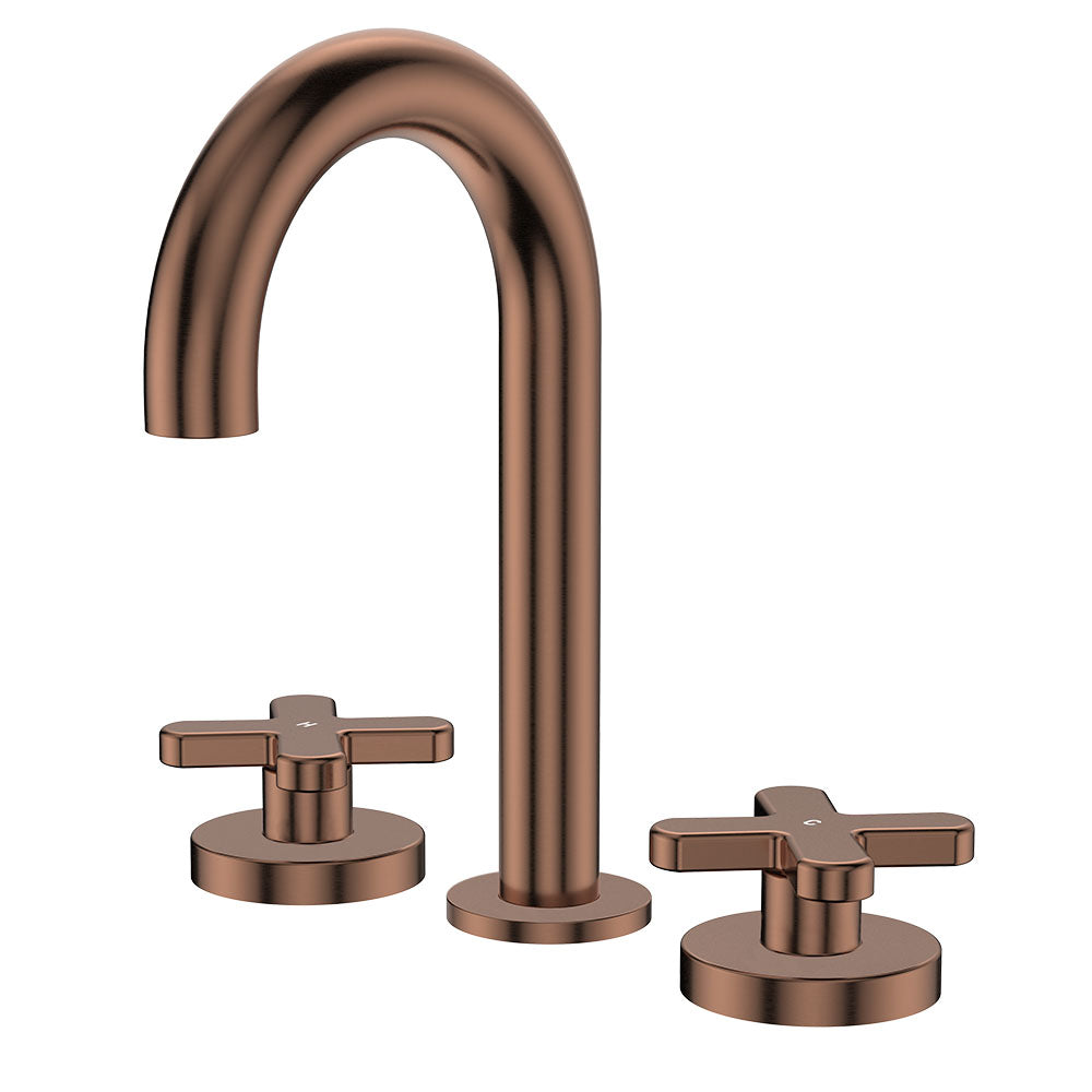Kaya Round Hob Set, Cross Taps, Brushed Copper