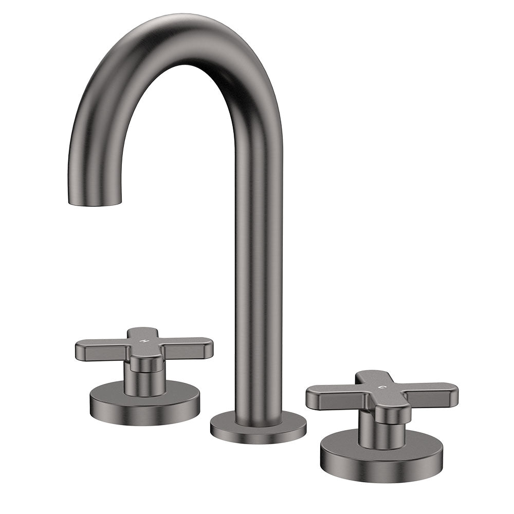 Kaya Round Hob Set, Cross Taps, Gun Metal