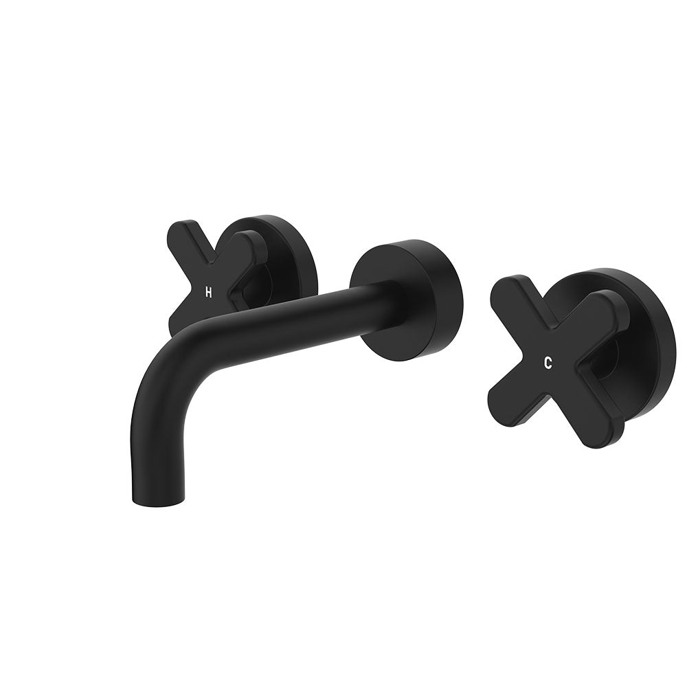 Kaya Wall Set, Cross Taps, 130mm, Matte Black