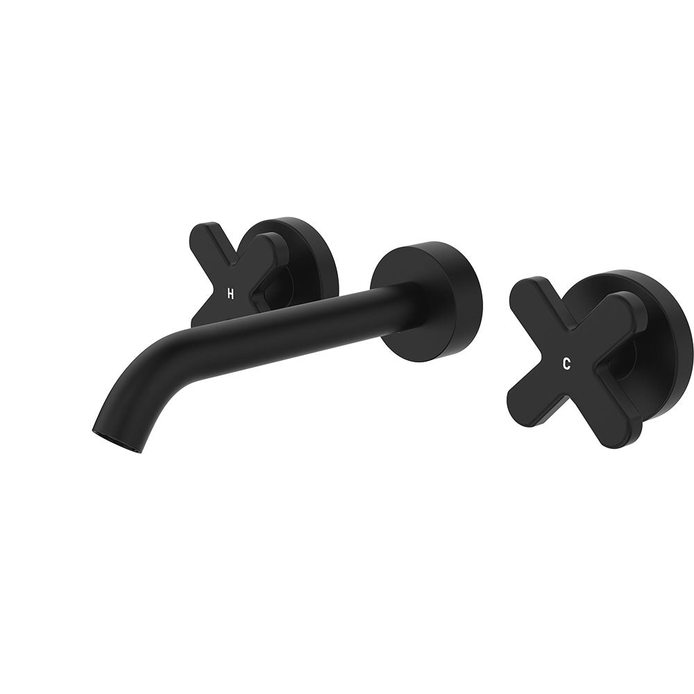 Kaya Wall Set, Cross Taps, 180mm, Matte Black 