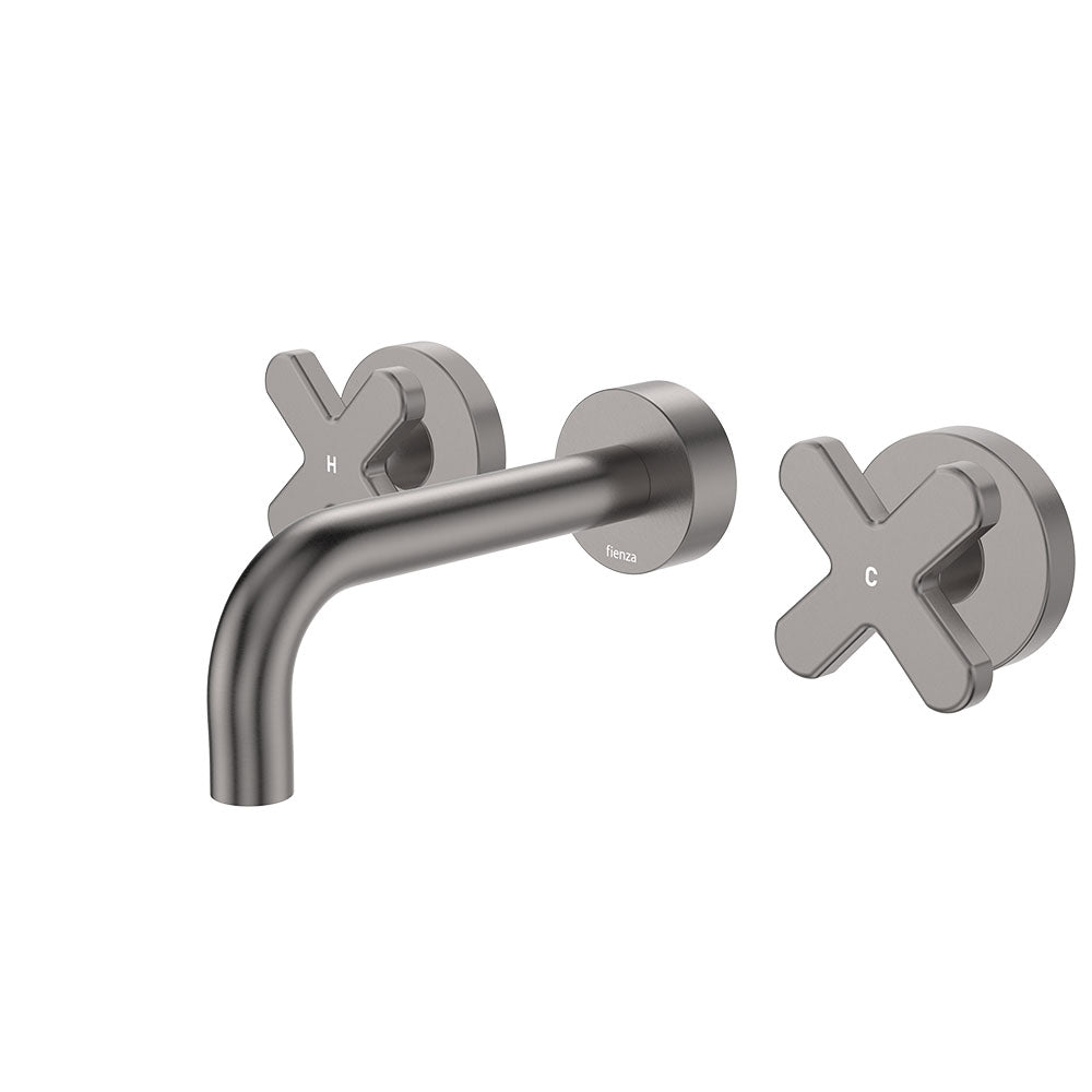 Kaya Wall Set, Cross Taps, 130mm, Gun Metal