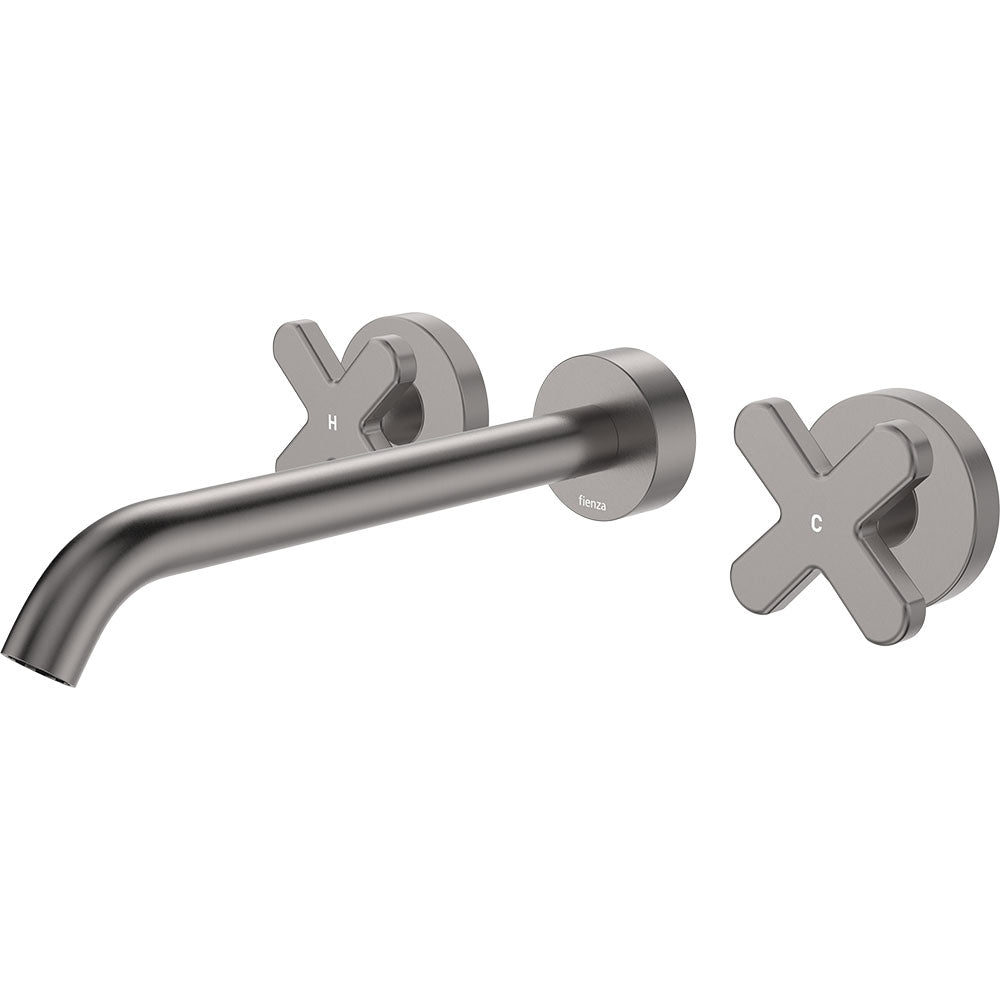Kaya Wall Set, Cross Taps, 220mm, Gun Metal 