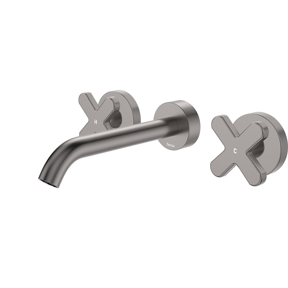 Kaya Wall Set, Cross Taps, 180mm, Gun Metal 