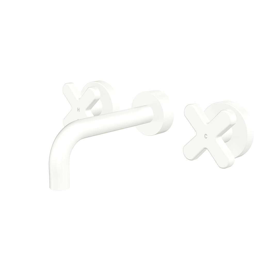 Kaya Wall Set, Cross Taps, 130mm, Matte White
