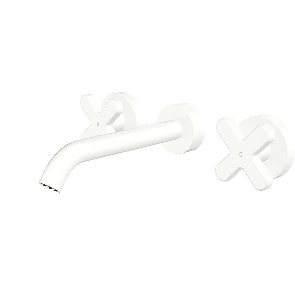 Kaya Wall Set, Cross Taps, 180mm, Matte White 