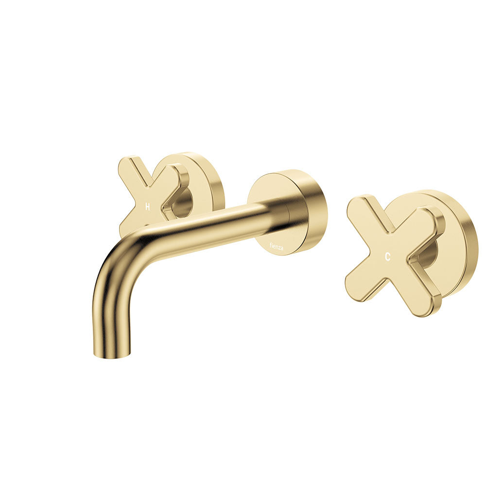 Kaya Wall Set, Cross Taps, 130mm, Urban Brass