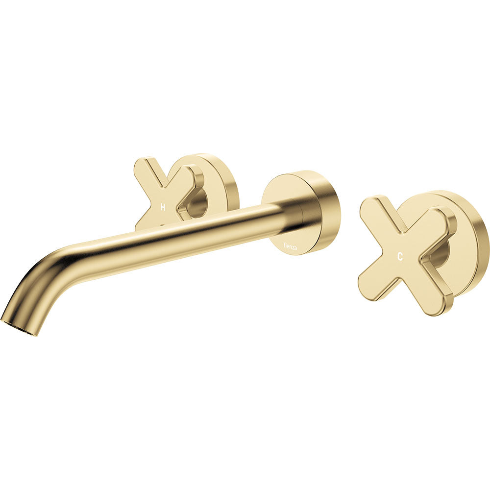 Kaya Wall Set, Cross Taps, 220mm, Urban Brass 