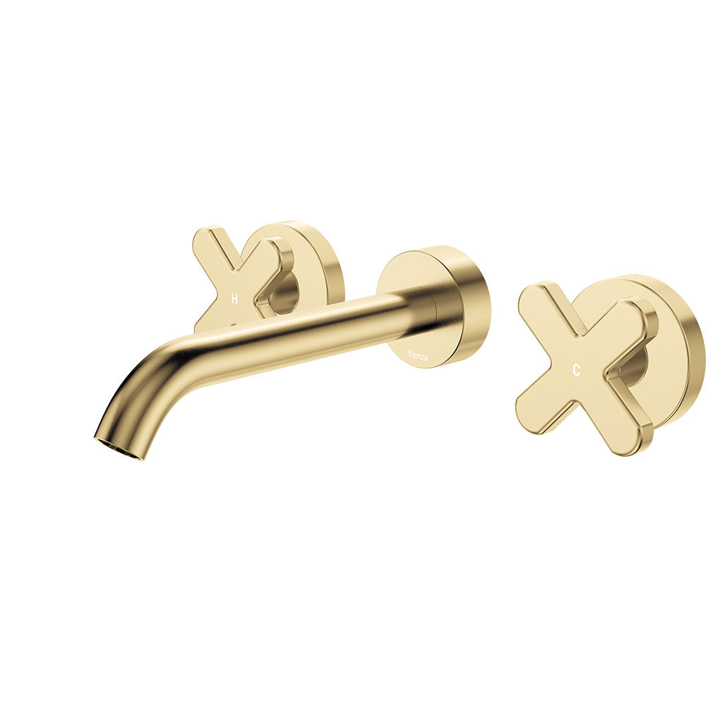 Kaya Wall Set, Cross Taps, 180mm, Urban Brass 