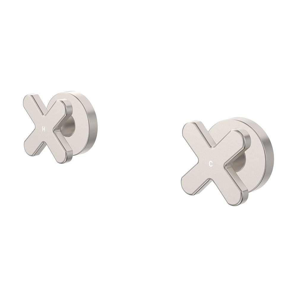 Kaya Cross Wall Taps, Brushed Nickel