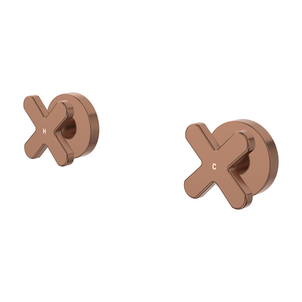Kaya Cross Wall Taps, Brushed Copper