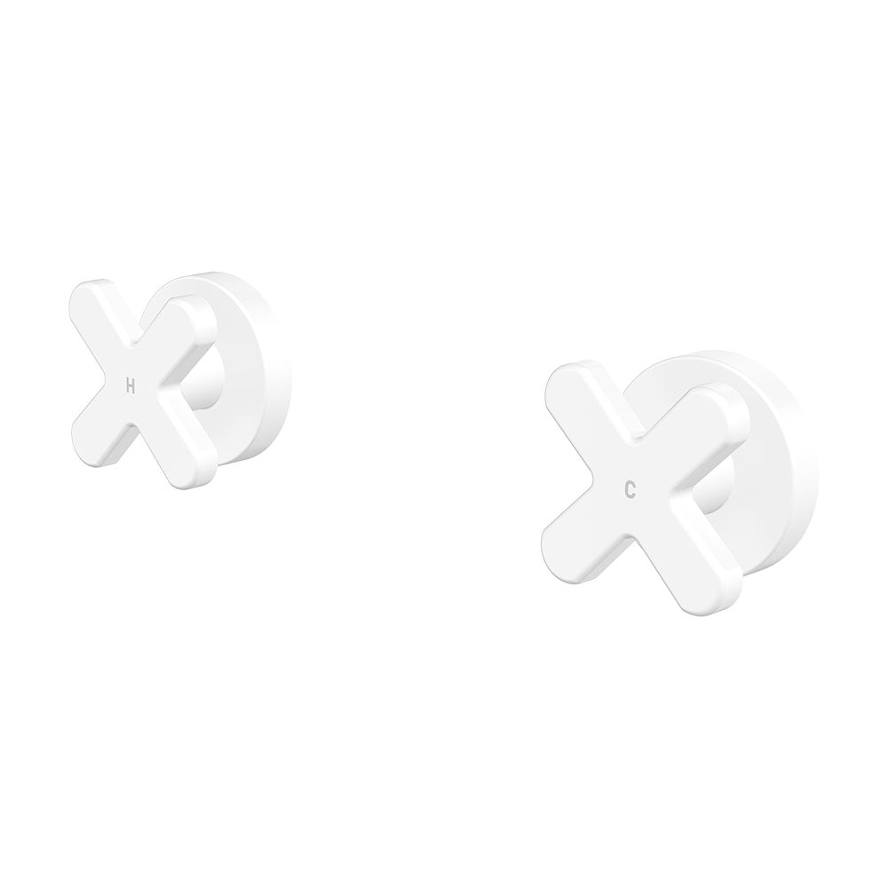 Kaya Cross Wall Taps, Matte White
