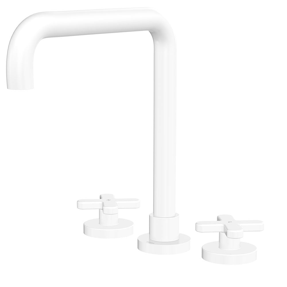 Kaya Squareline Hob Set, Cross Taps, Matte White