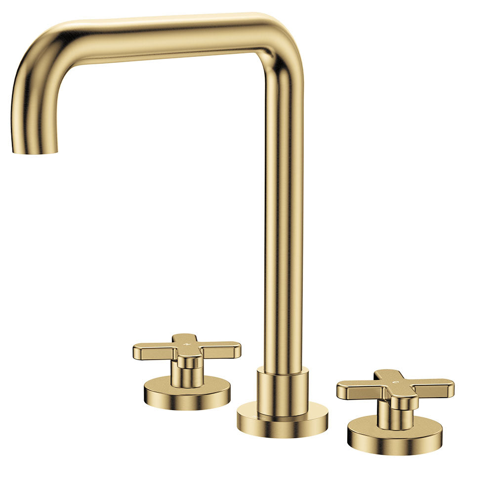 Kaya Squareline Hob Set, Cross Taps, Urban Brass