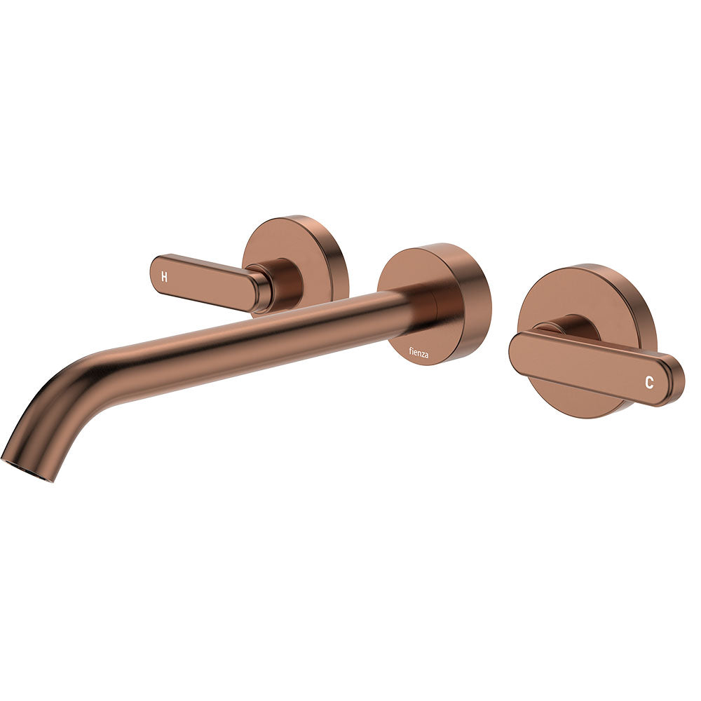 Kaya Wall Set, Lever Taps, 220mm, Brushed Copper