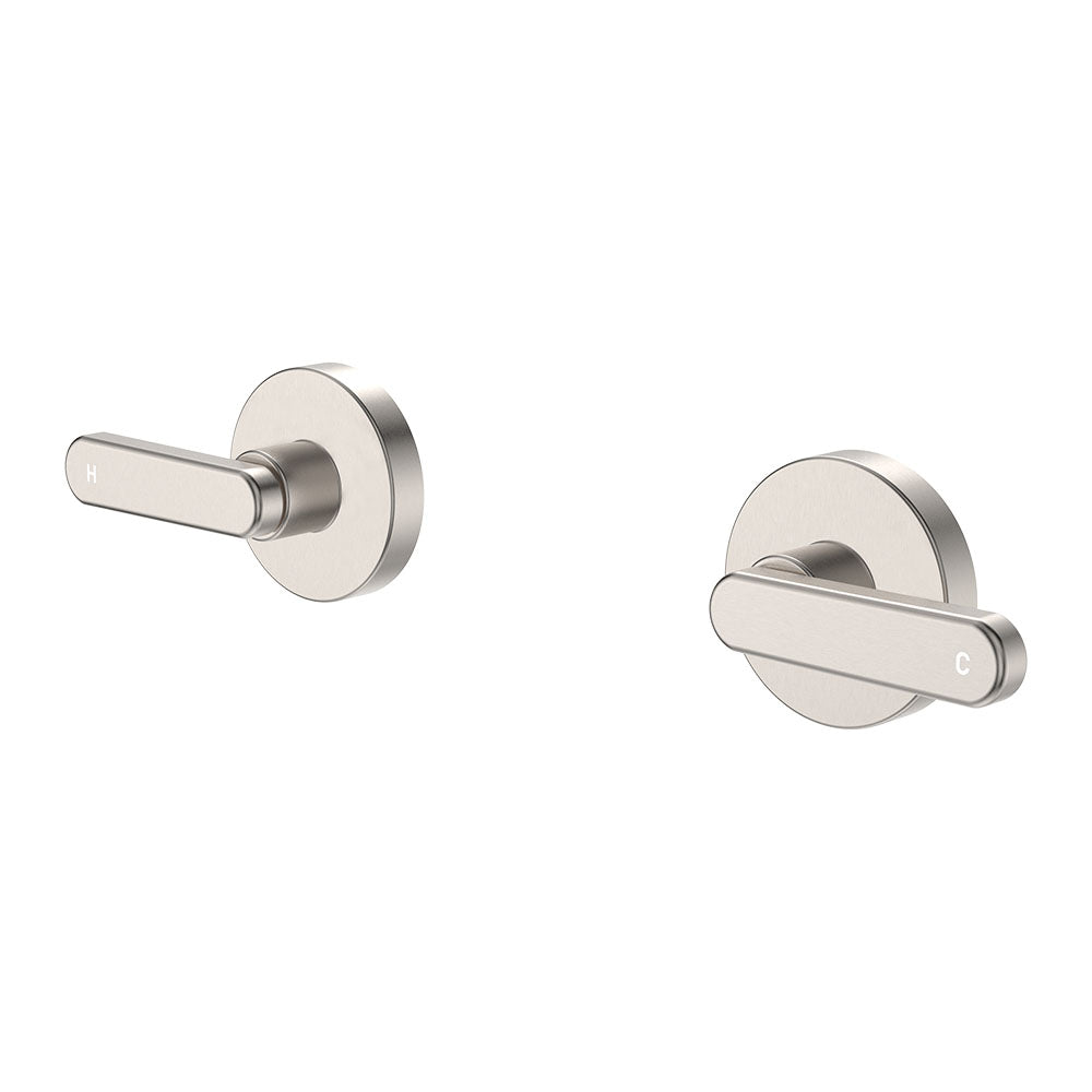 Kaya Lever Wall Taps, Brushed Nickel