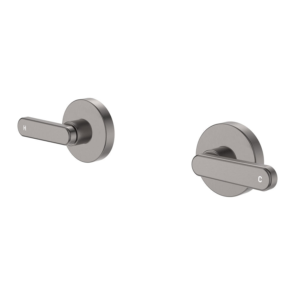 Kaya Lever Wall Taps, Gun Metal