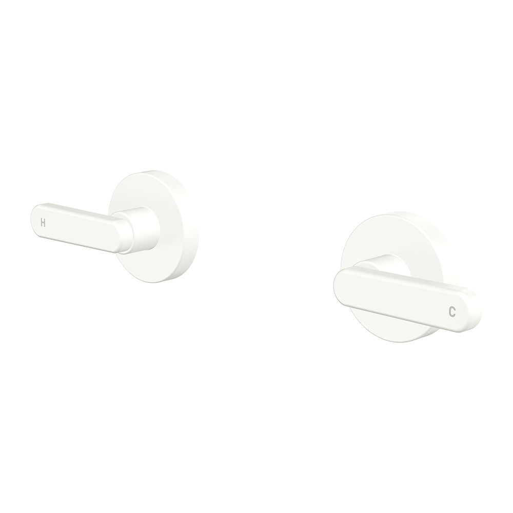 Kaya Lever Wall Taps, Matte White