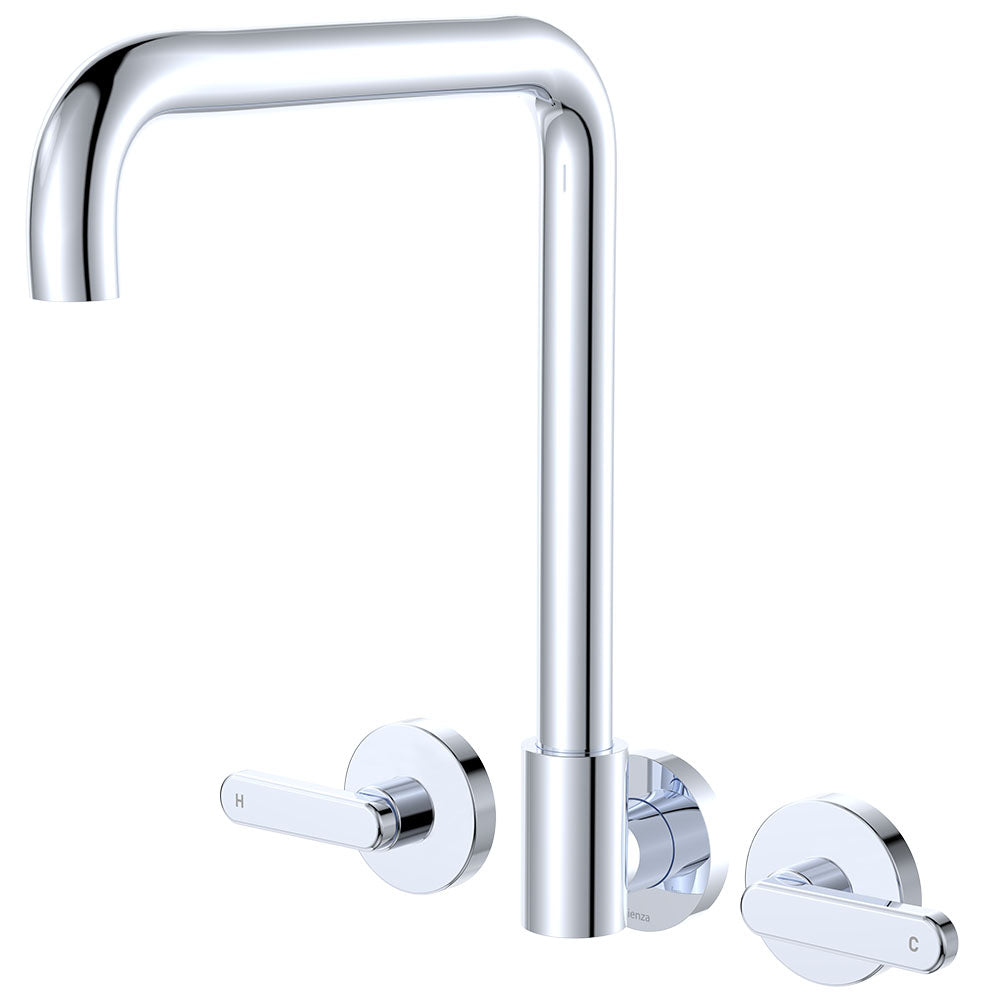 Kaya Squareline Wall Set, Lever Taps, Chrome