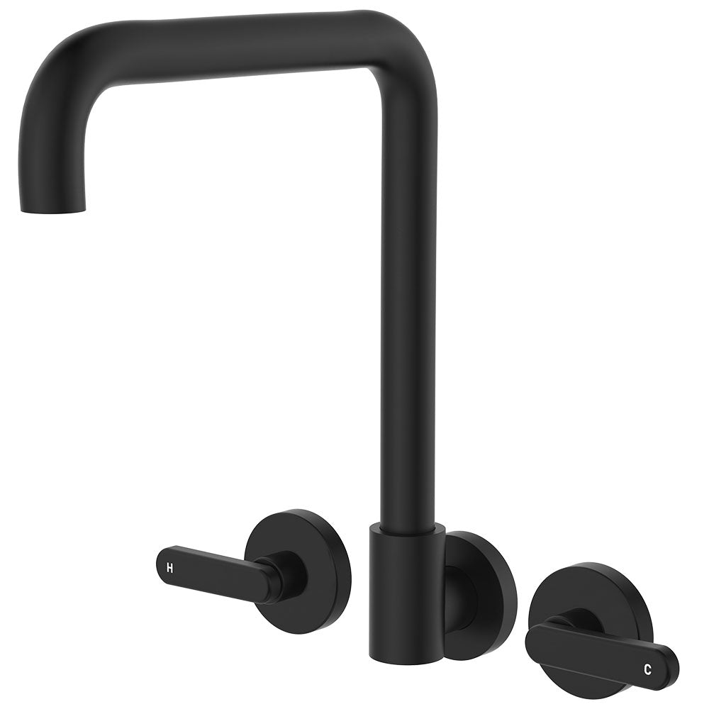 Kaya Squareline Wall Set, Lever Taps, Matte Black