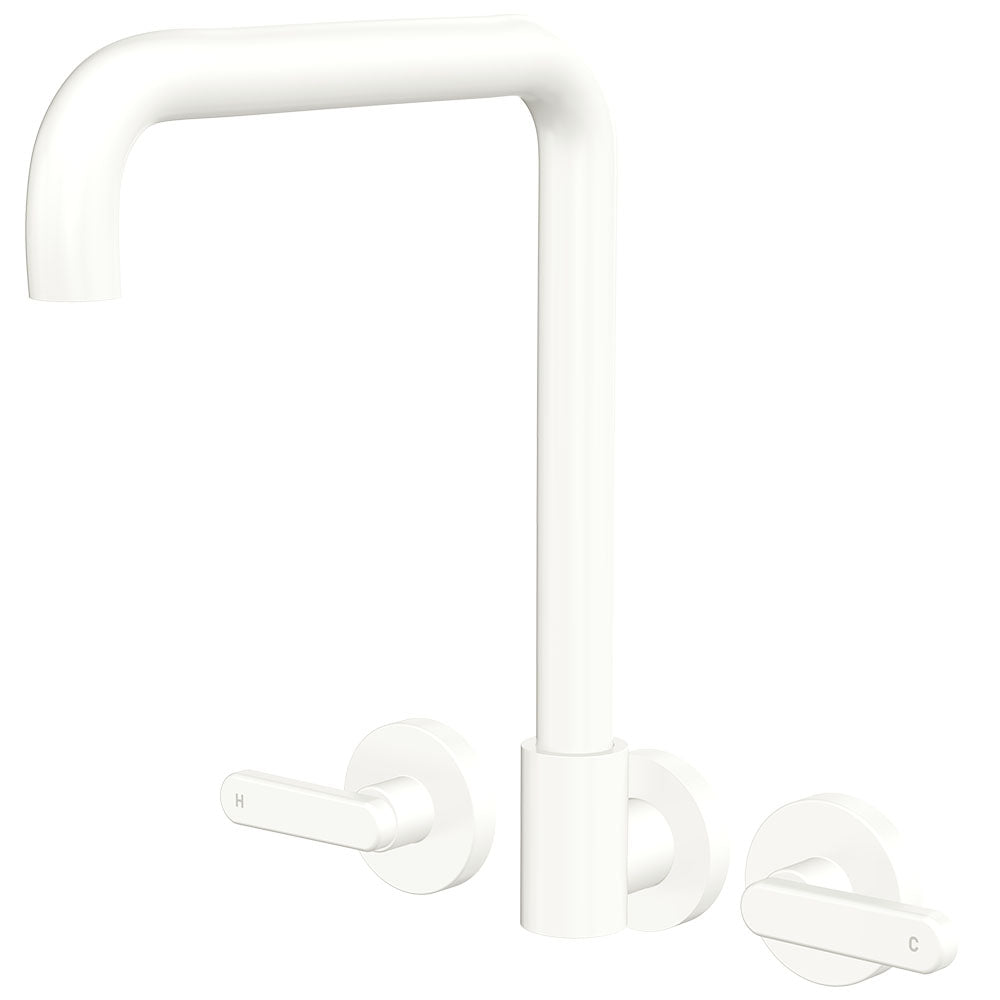 Kaya Squareline Wall Set, Lever Taps, Matte White