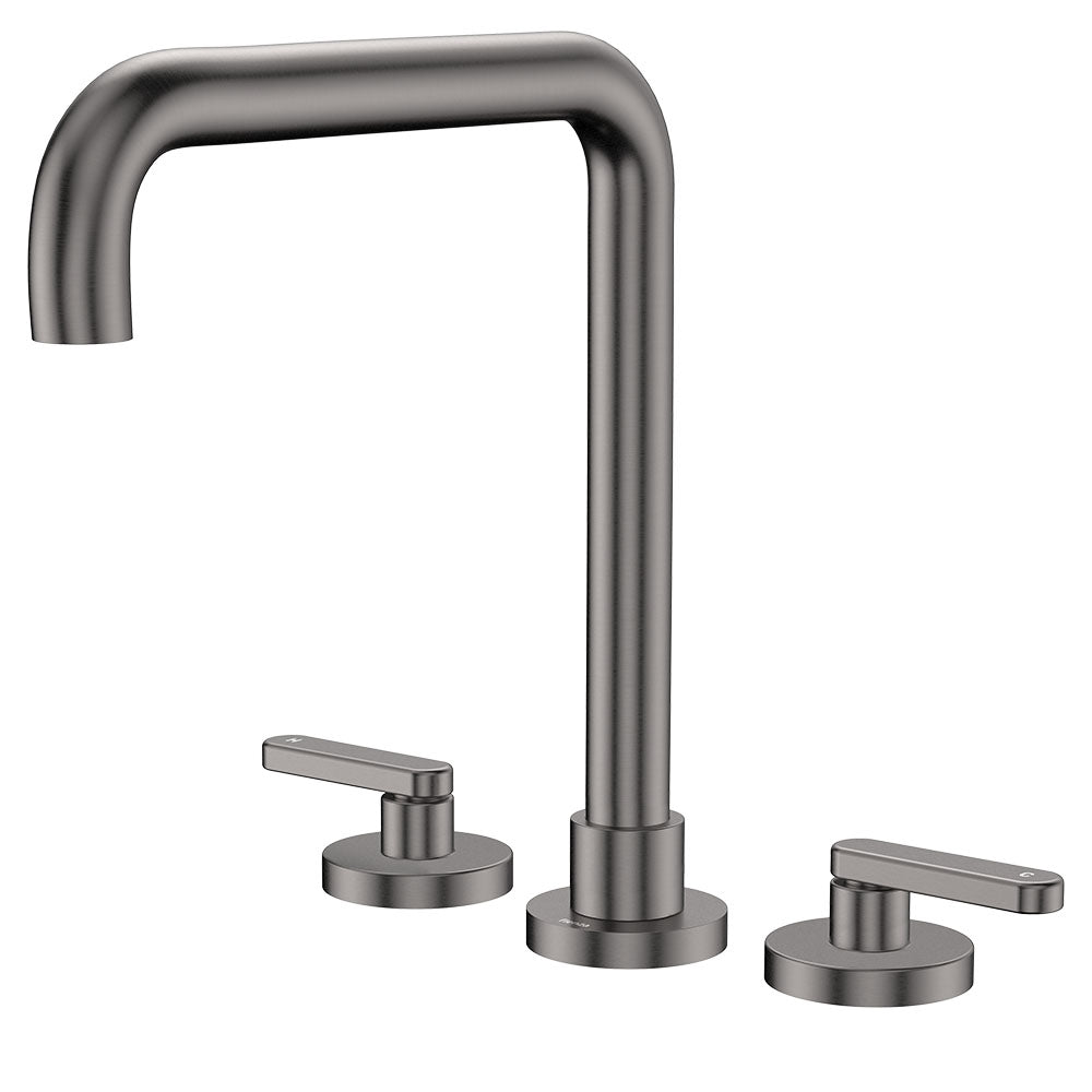 Kaya Squareline Hob Set, Lever Taps, Gun Metal