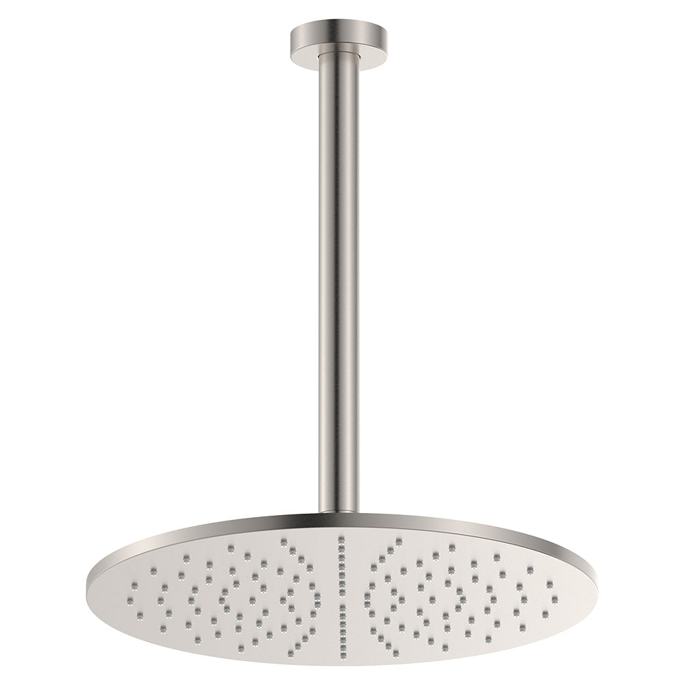 Empire Slim Ceiling Shower 300mm Head, 350mm Drop, Brushed Nickel