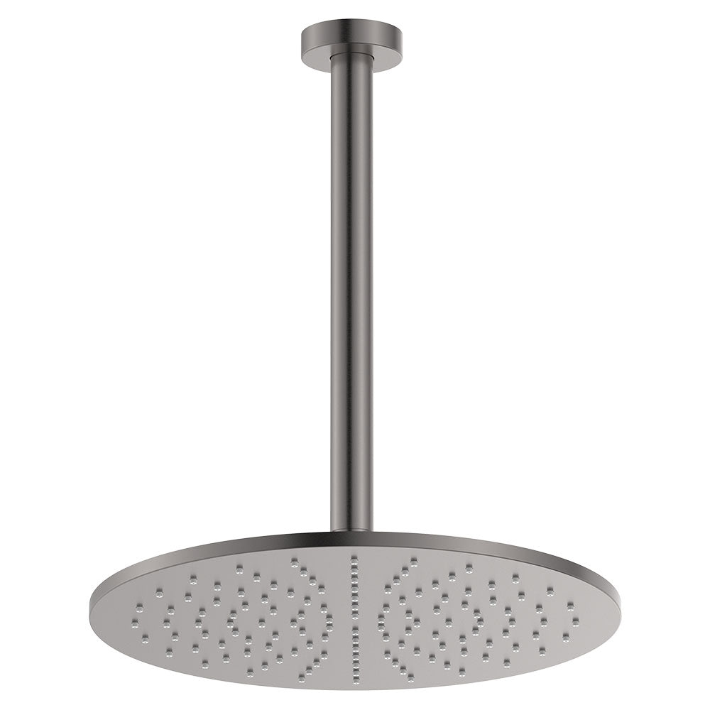 Empire Slim Ceiling Shower 300mm Head, 350mm Drop, Gun Metal