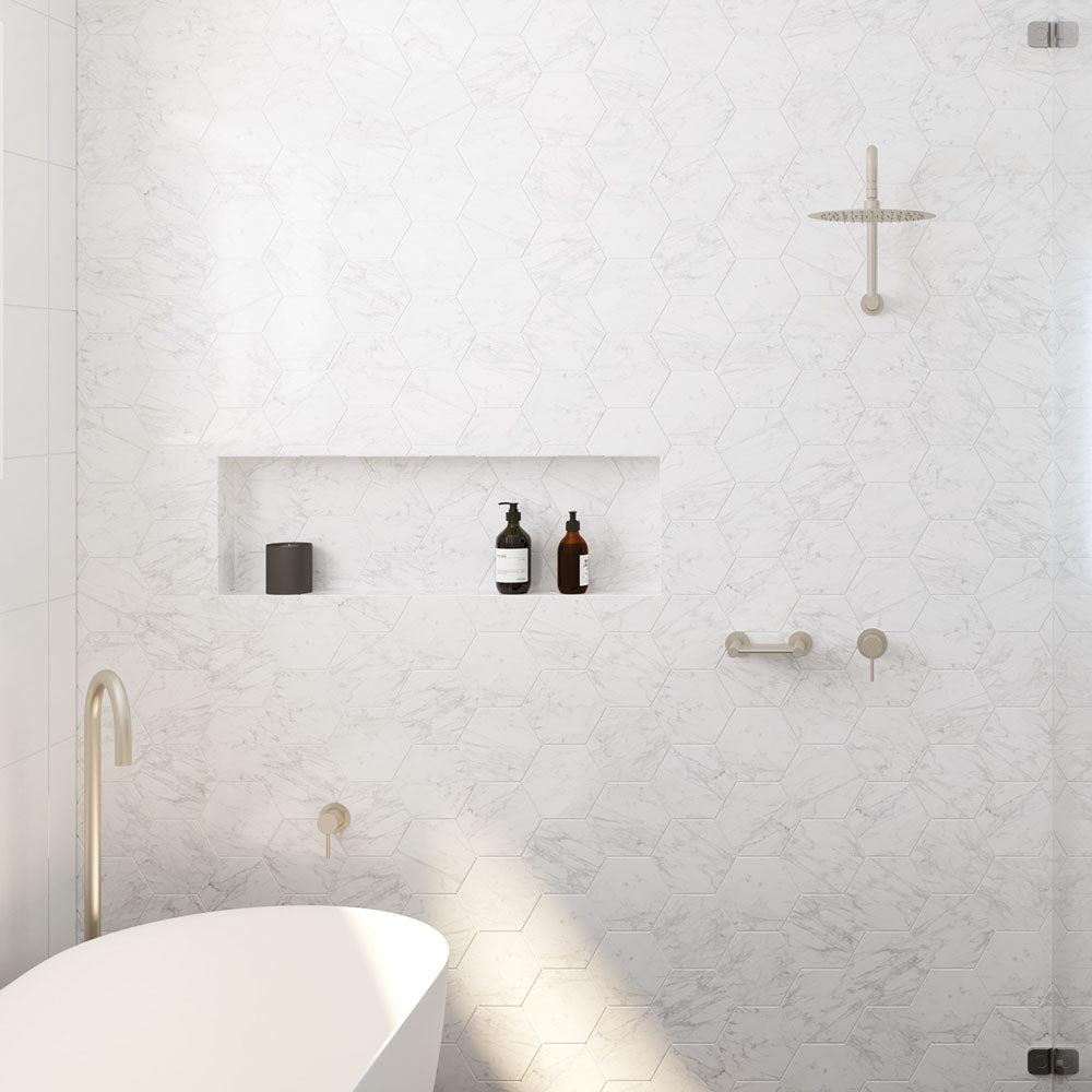 Kaya Gooseneck Shower Arm Set, Brushed Nickel