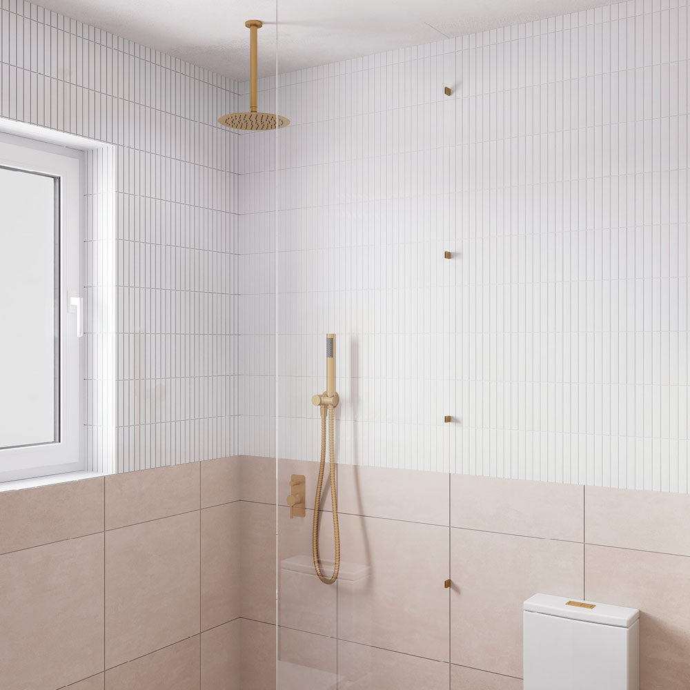 Kaya Ceiling Shower 250mm Head, 350mm Drop, Urban Brass