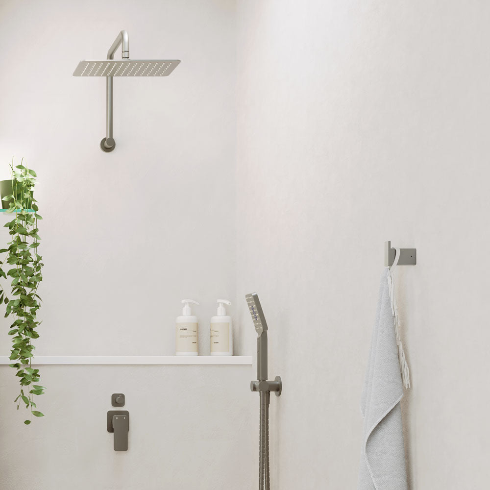 Tono Gooseneck Shower Arm Set, Gun Metal
