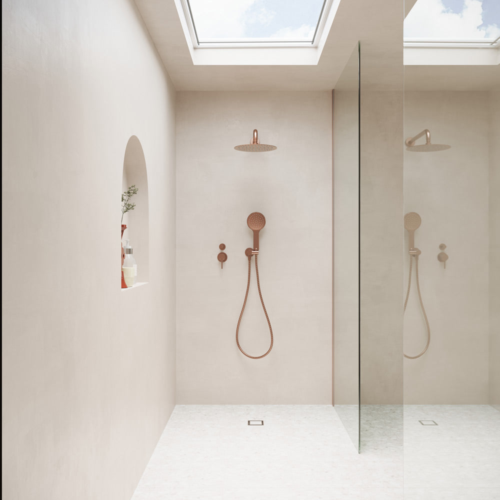 Kaya Hand Shower, Round Plate, Brushed Copper