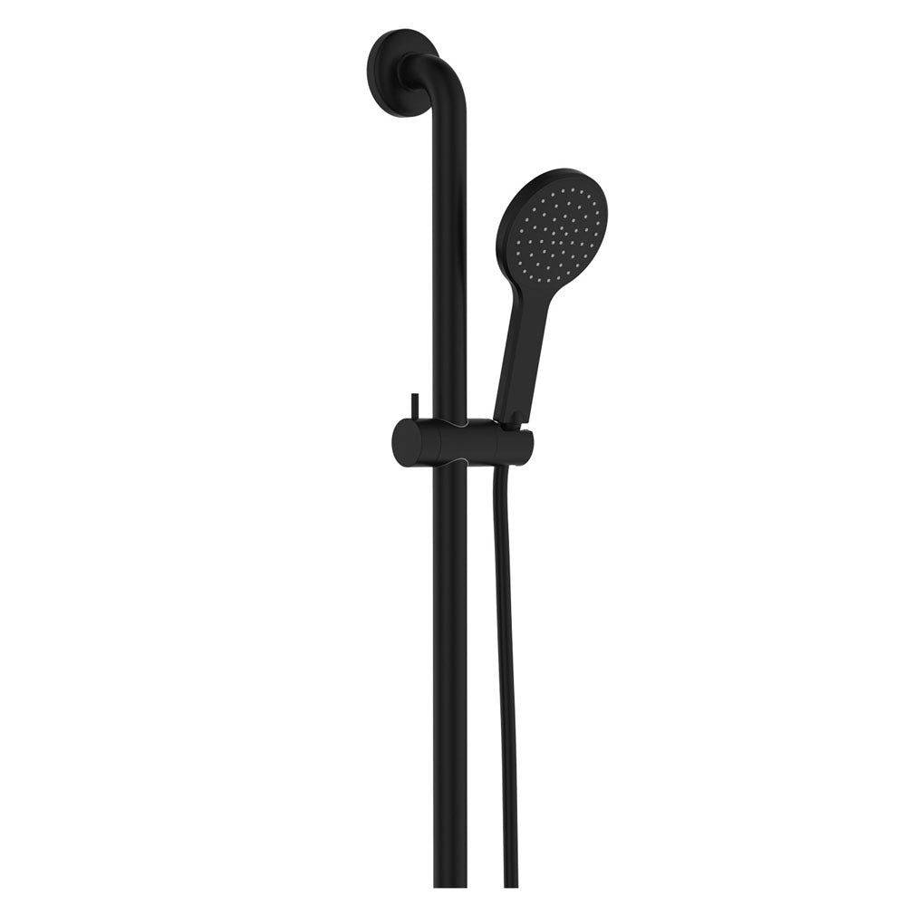 Hustle Care Matte Black Inverted T Rail Shower, Right-Hand