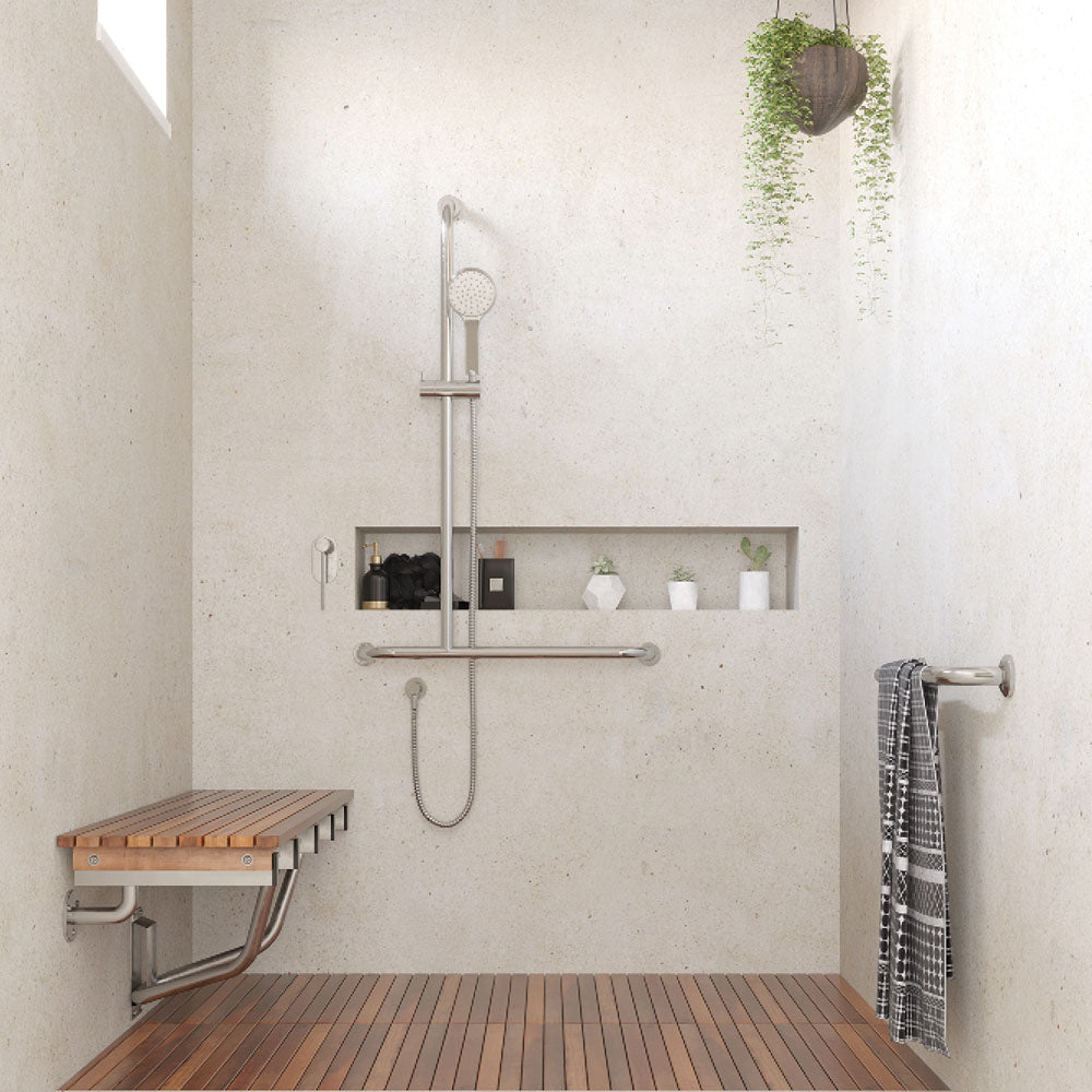 Luciana Care Inverted T Rail Shower, Left-Hand
