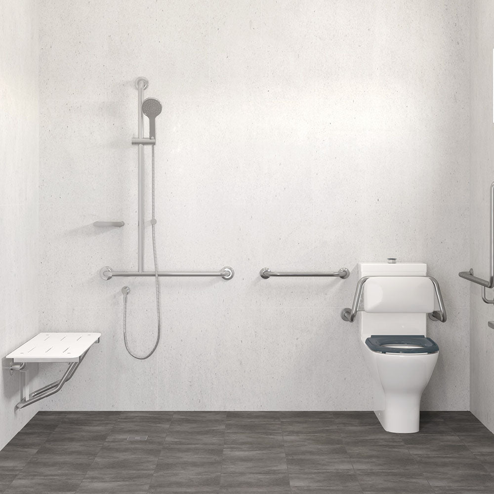 Luciana Care Inverted T Rail Shower, Left-Hand