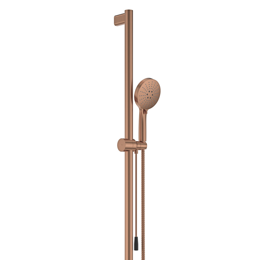 Care Inverted T Rail Shower with Push/Pull Slider, Brushed Copper