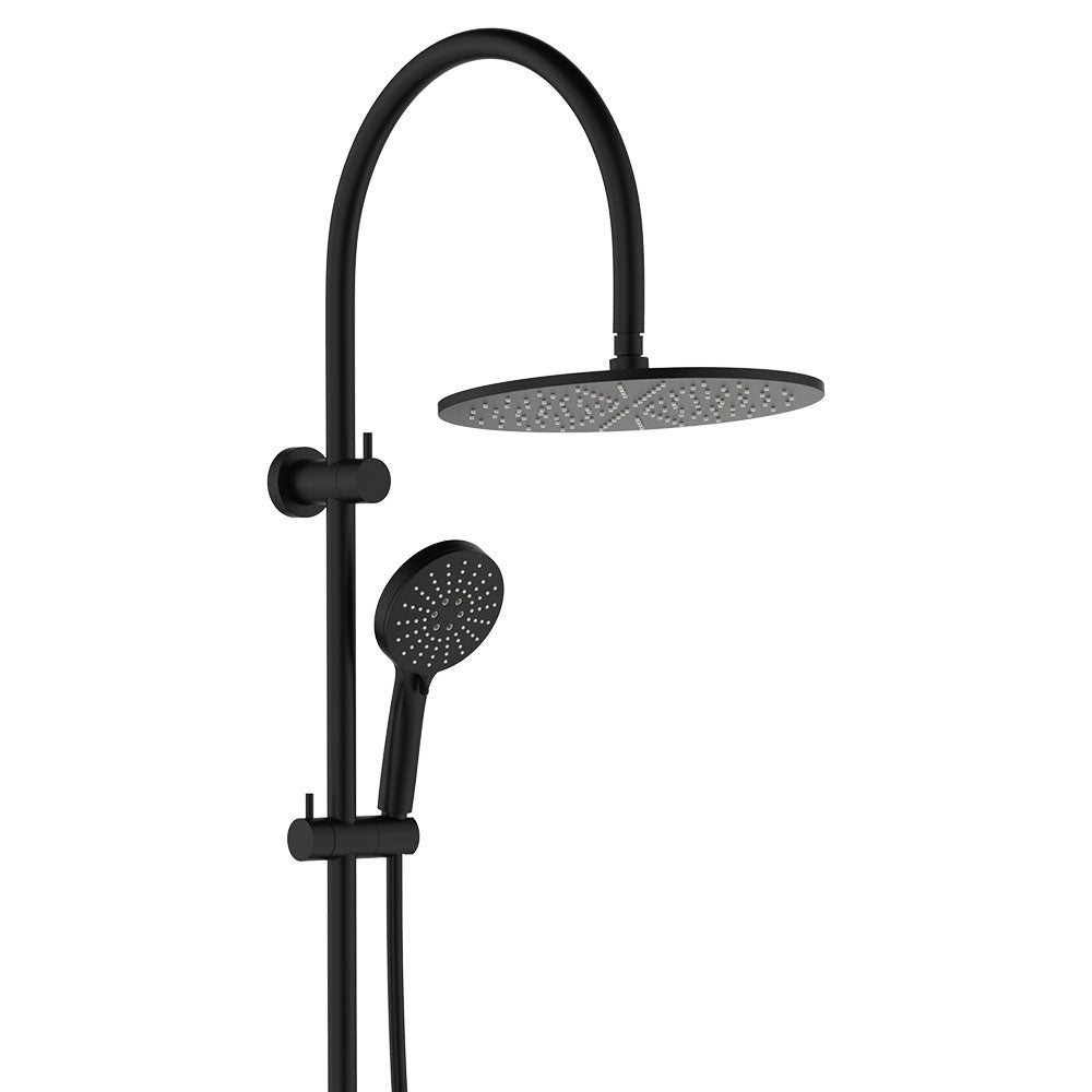 Empire Slim Curved Twin Shower, Matte Black