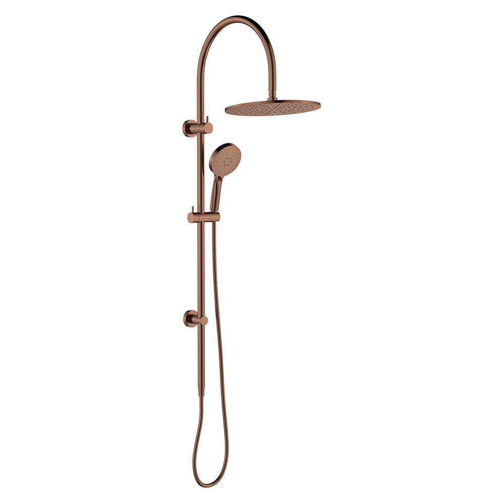 Empire Slim Curved Twin Shower, Brushed Copper