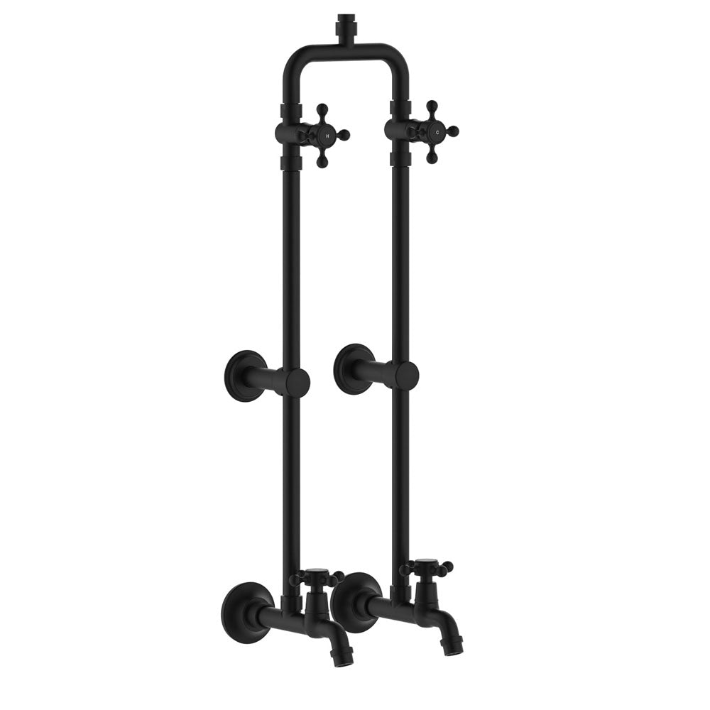 Lillian Exposed Rail Shower & Bath Set, Matte Black