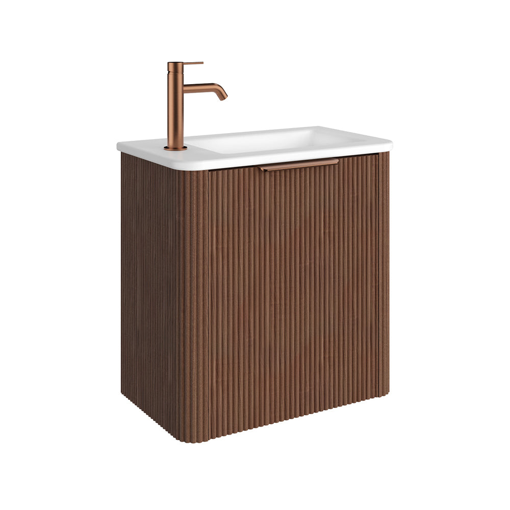 Minka Mini 550 Wall-Hung Vanity, Left Hand Tap, Walnut