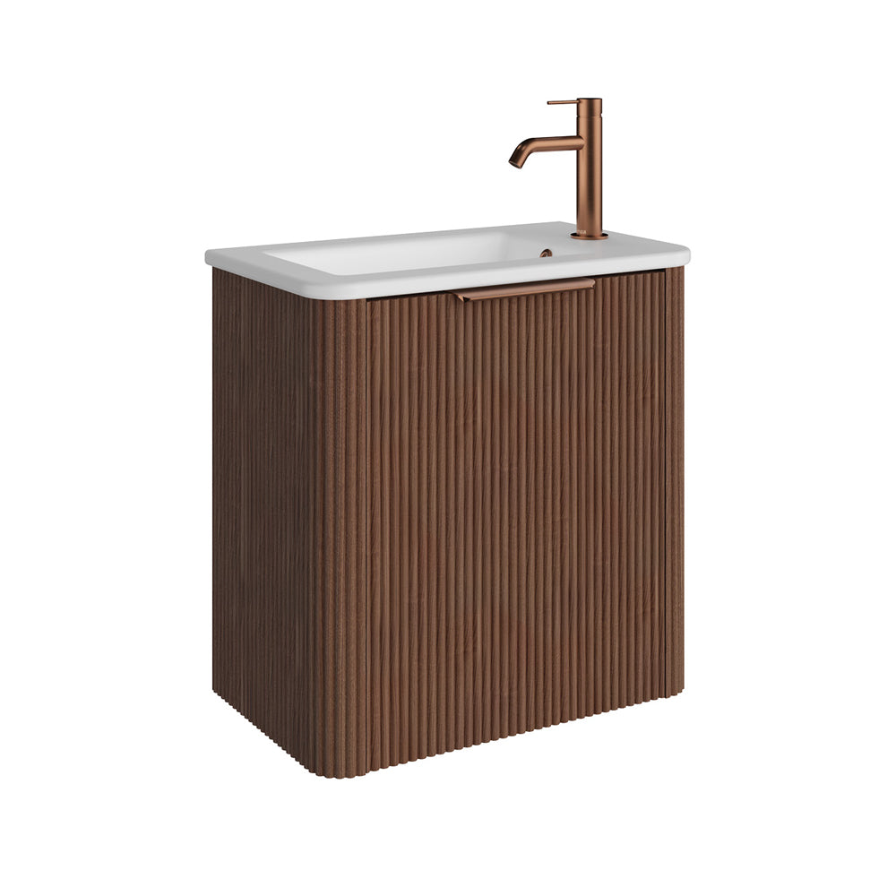 Minka Mini 550 Wall-Hung Vanity, Right Hand Tap, Walnut