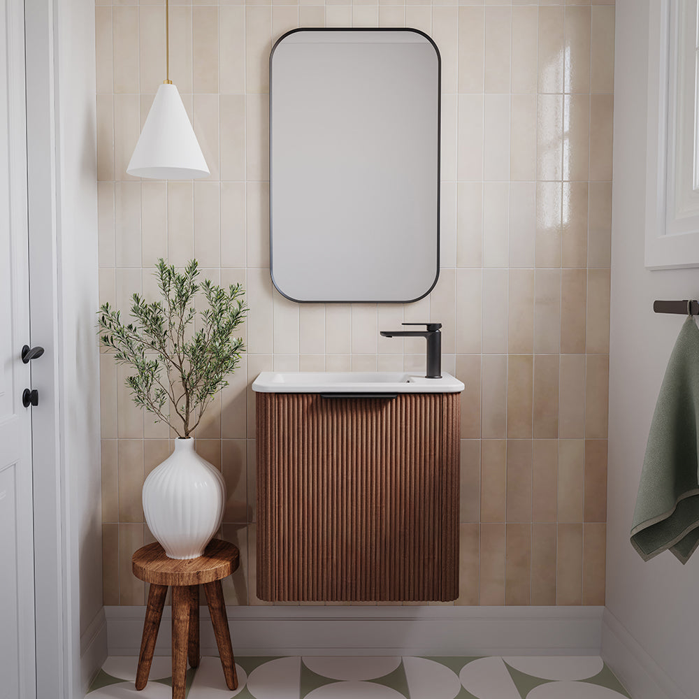 Minka Mini 550 Wall-Hung Vanity, Right Hand Tap, Walnut