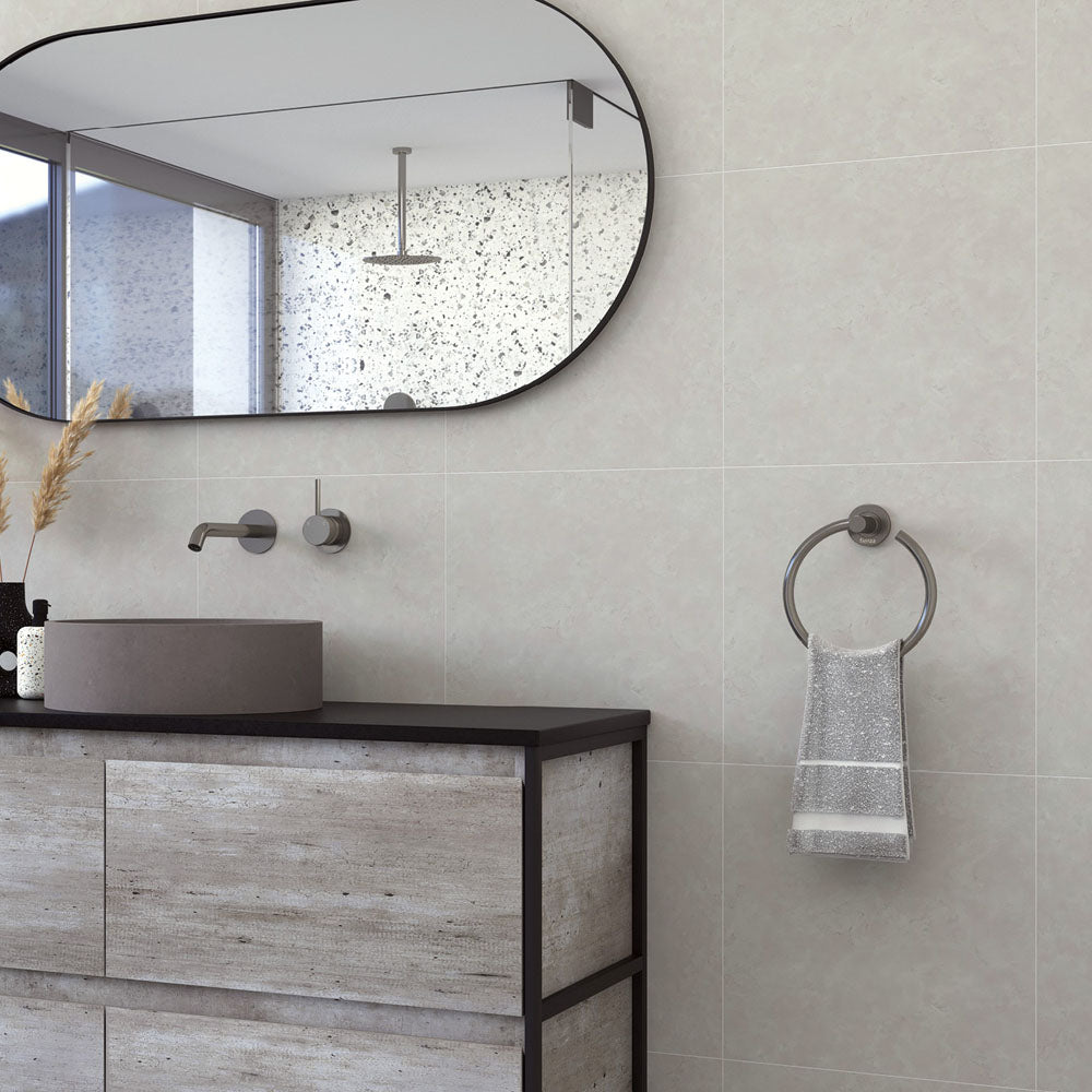 Kaya Hand Towel Ring, Gun Metal