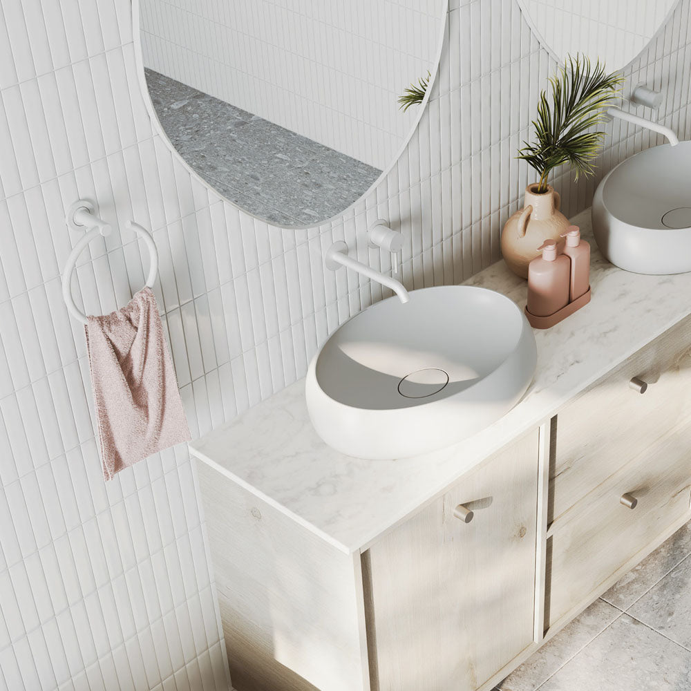 Kaya Hand Towel Ring, Matte White