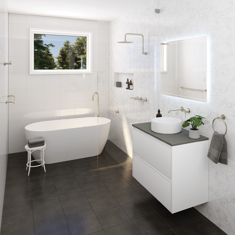Kaya Double Towel Rail, 900mm, Brushed Nickel