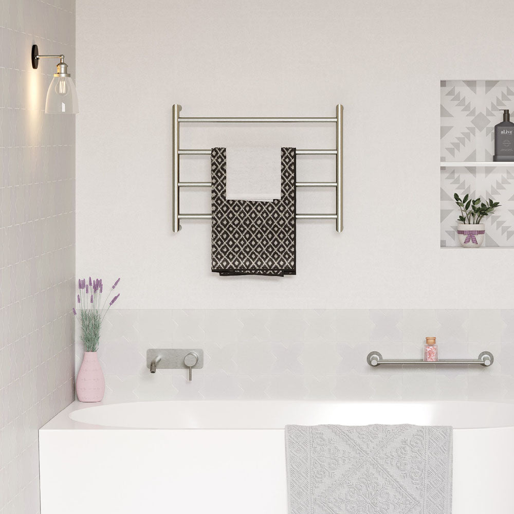 Kaya Heated Towel Rail, 600 x 450mm, Brushed Nickel