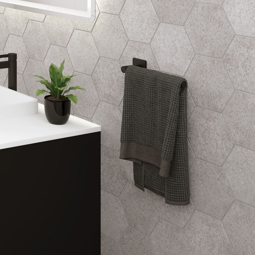 Sansa Hand Towel Rail / Toilet Roll Holder, Matte Black