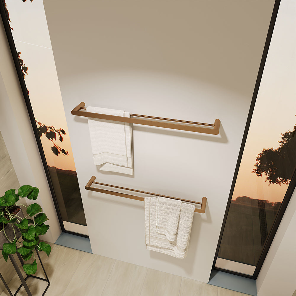 Empire Slim Double Towel Rail, 800mm, Brushed Copper