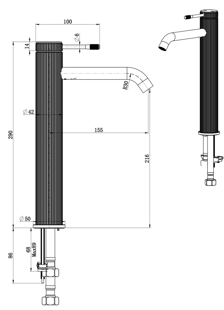 Mica Fluted Tall Basin Mixer - image 1