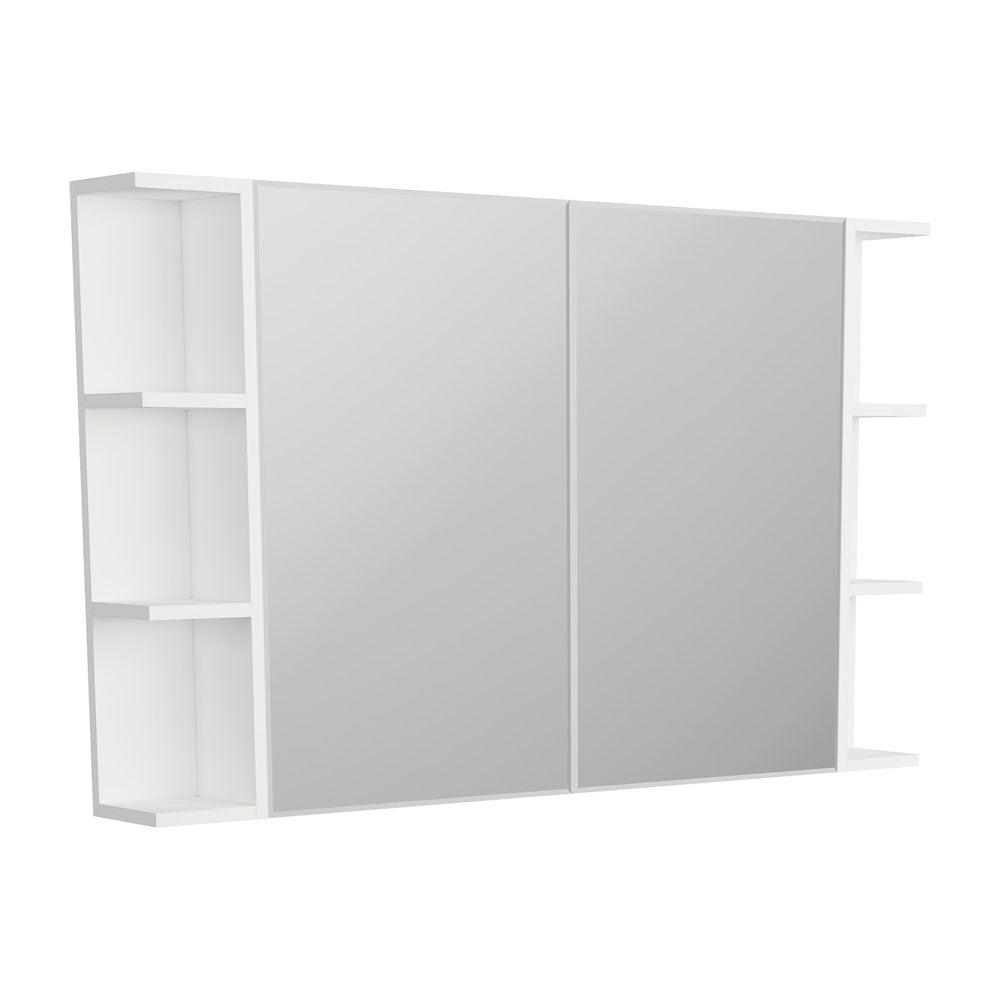 Bevel Edge 900 Mirror Cabinet, 2 Side Shelves