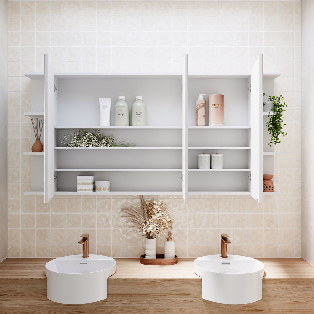 Bevel Edge 1200 Mirror Cabinet, 2 Side Shelves
